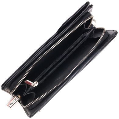 Практичное портмоне клатч из натуральной гладкой кожи CANPELLINI 21540 Черное