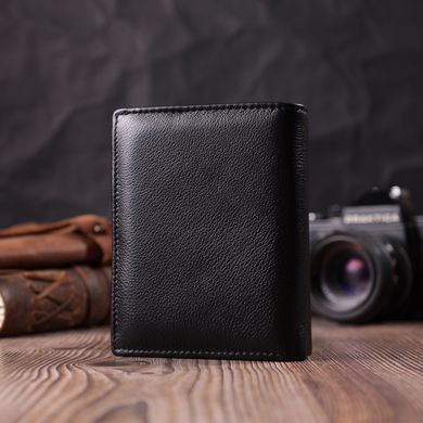 Вертикальный кошелек для стильных мужчин из натуральной кожи ST Leather 22464 Черный
