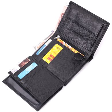 Вертикальный кошелек для стильных мужчин из натуральной кожи ST Leather 22464 Черный