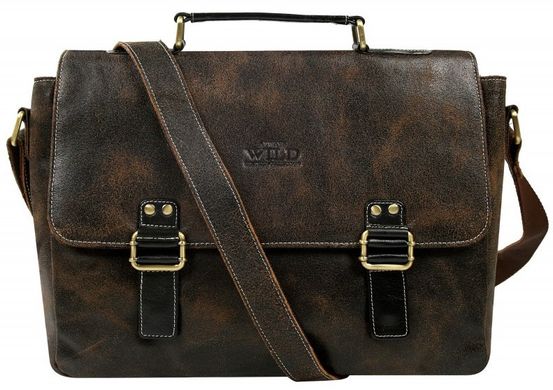 Портфель, сумка чоловіча з натуральної шкіри Always Wild B1Cognac коричнева