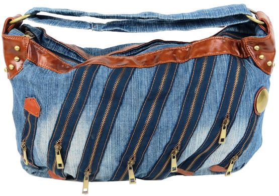 Женская джинсовая, коттоновая сумка Fashion jeans bag синяя