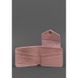 Натуральне шкіряне портмоне 4.2 на рожевому кнопці Blanknote BN-PM-4-2-pink-peach