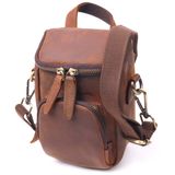 Компактная мужская сумка из натуральной винтажной кожи 21295 Vintage Коричневая фото