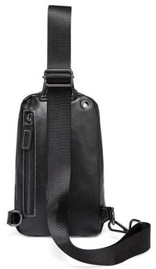 Мужской кожаный рюкзак-слинг нагрудный Tiding Bag A25F-688A Черный