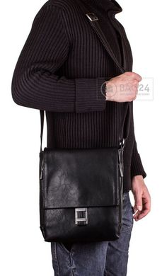 Стильна чоловіча сумка зі шкірозамінника MIS MS34165, Чорний