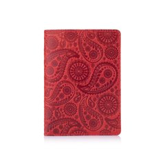 Червона дизайнерська шкіряна обкладинка для паспорта, колекція "Buta Art"