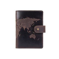 Кожаное портмоне для паспорта / ID документов HiArt PB-02/1 Shabby Gavana Brown "World Map"