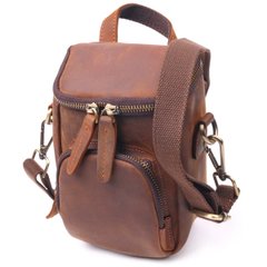 Компактная мужская сумка из натуральной винтажной кожи 21295 Vintage Коричневая