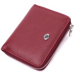 Шкіряний гаманець для жінок на блискавці з металевим логотипом виробника ST Leather 19485 Бордовий