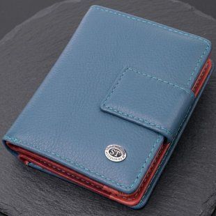Небольшой вертикальный женский кошелек из натуральной кожи ST Leather 19435 Бирюзовый