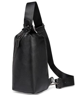 Мужской кожаный рюкзак-слинг нагрудный Tiding Bag A25F-688A Черный
