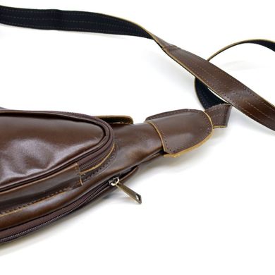 Кожаный рюкзак TARWA AC-3026-3md на одно плечо с накладным карманом Коричневый