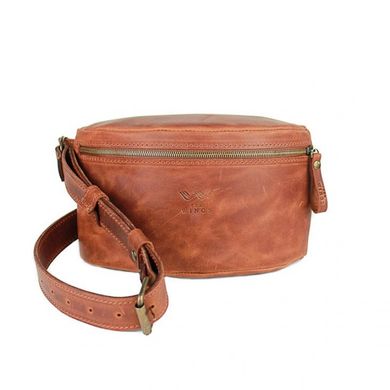 Натуральная кожаная поясная сумка светло-коричневая винтажная Blanknote TW-BeltBag-kon-crz