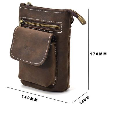 Маленькая мужская сумка на пояс, через плечо, на джинсы коричневая TARWA RC-1350-3md Коричневый