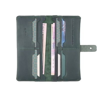 Оригінальний гаманець на кобурною гвинті, з натуральної шкіри зеленого кольору