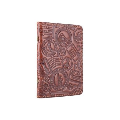 Красивая кожаная обложка-органайзер для ID паспорта и других документов / карт, коньячного цвета, коллекция "Let's Go Travel"