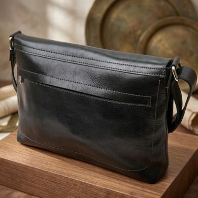 Шкіряна чоловіча прямокутна сумка GRANDE PELLE 11429 Чорний