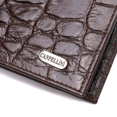 Фактурный мужской бумажник для денег из натуральной кожи с тиснением под крокодила CANPELLINI 21943 Коричневый