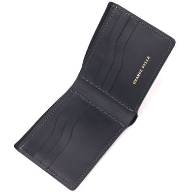Функціональний шкіряний гаманець без застібки Украина GRANDE PELLE 16755 Чорний