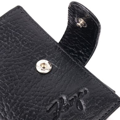 Класичний чоловічий гаманець з хлястиком із натуральної шкіри KARYA 21077 Чорний