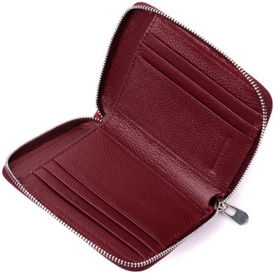 Кожаный кошелек для женщин на молнии с металлическим логотипом производителя ST Leather 19485 Бордовый