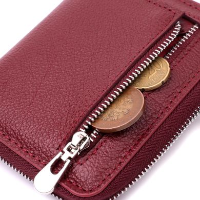 Кожаный кошелек для женщин на молнии с металлическим логотипом производителя ST Leather 19485 Бордовый