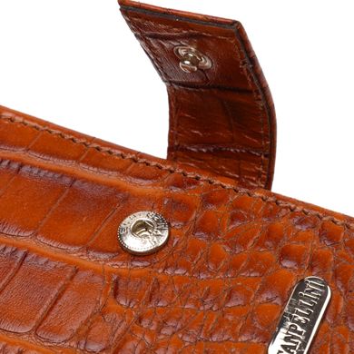 Незвичайний горизонтальний гаманець для чоловіків з натуральної шкіри з тисненням під крокодила CANPELLINI 21893 Рудий