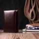 Компактный женский кошелек в три сложения с монетницей из натуральной кожи Vintage sale_15067 Коричневый