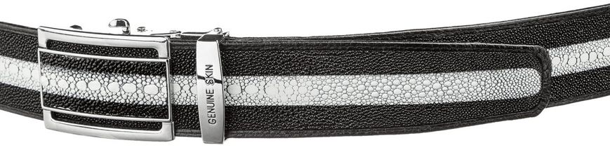 Ремінь чоловічий автомат STINGRAY LEATHER 18534 з натуральної шкіри морського ската Чорний