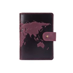 Шкіряне портмоне для паспорта / ID документів HiArt PB-02/1 Shabby Plum "World Map"
