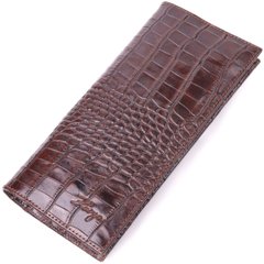 Интересный вертикальный бумажник из натуральной фактурной кожи KARYA 21434 Коричневый