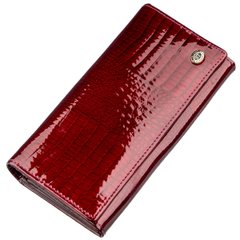 Місткий лаковий жіночий гаманець на кнопці ST Leather 18904 Бордовий