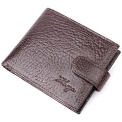 Місткий чоловічий гаманець з хлястиком із натуральної шкіри KARYA 21078 Коричневий