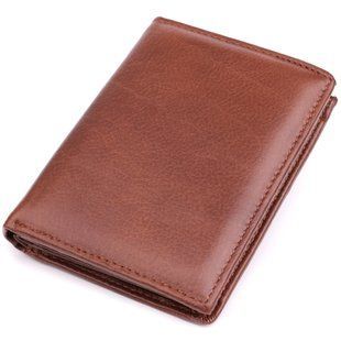 Стильний чоловічий шкіряний гаманець у два складання Vintage sale_15092 Коричневий