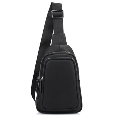 Мужской черный кожаный слинг на плечо Tiding Bag SM8-356A Черный