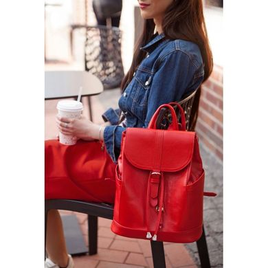 Натуральная кожаный рюкзак Олсен рубин - красный Blanknote BN-BAG-13-rubin