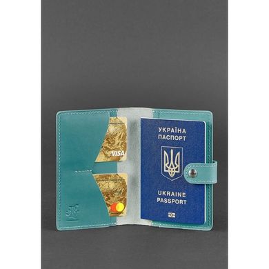Обложка для паспорта 3.0 Тиффани (кожа) - бирюзовый Blanknote BN-OP-3-tiffany