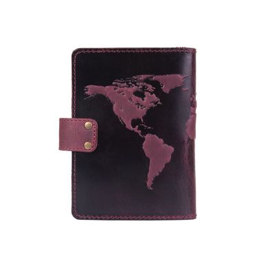 Кожаное портмоне для паспорта / ID документов HiArt PB-02/1 Shabby Plum "World Map"