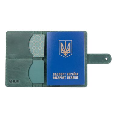 Шкіряне портмоне для паспорта / ID документів HiArt PB-03S / 1 Shabby Alga