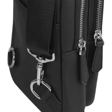 Мужской черный кожаный слинг на плечо Tiding Bag SM8-356A Черный