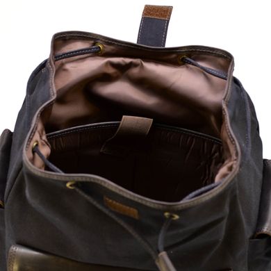 Рюкзак міський, мікс канваса і шкіри RAc-6680-4lx TARWA Чорний