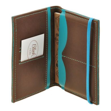 Обложка для паспорта 2.0 коричнево-бирюзовая, Орех-тиффани (кожа) + блокнотик Blanknote BN-OP-2-o-t