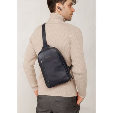 Натуральний шкіряний чоловічий рюкзак (сумка-слінг) на одне плече Chest Bag синій Blanknote BN-BAG-42-navy-blue