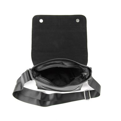 Удобный кожаный мессенджер с клапаном на магнитах Tiding Bag M56-3656A Черный