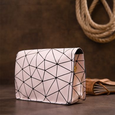 Горизонтальная сумка-клатч из кожзаменителя с принтом геометрия Vintage sale_14946 Пудровая