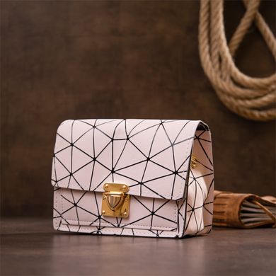Горизонтальная сумка-клатч из кожзаменителя с принтом геометрия Vintage sale_14946 Пудровая