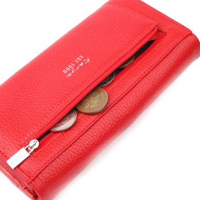 Интересный вместительный женский кошелек из натуральной кожи KARYA 21178 Красный