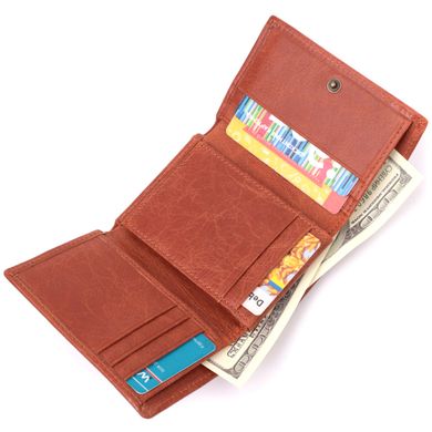 Стильний жіночий гаманець у три складання з натуральної шкіри Vintage sale_15068 Світло-коричневий