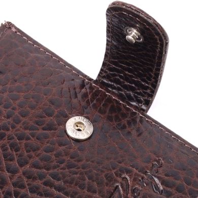Вместительный мужской кошелек с хлястиком из натуральной кожи KARYA 21078 Коричневый