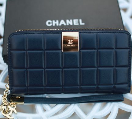 Жіночий гаманець з натуральної шкіри CHANEL 13809, Синій